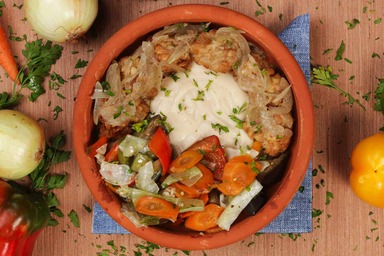 Dados de pescado enharinados