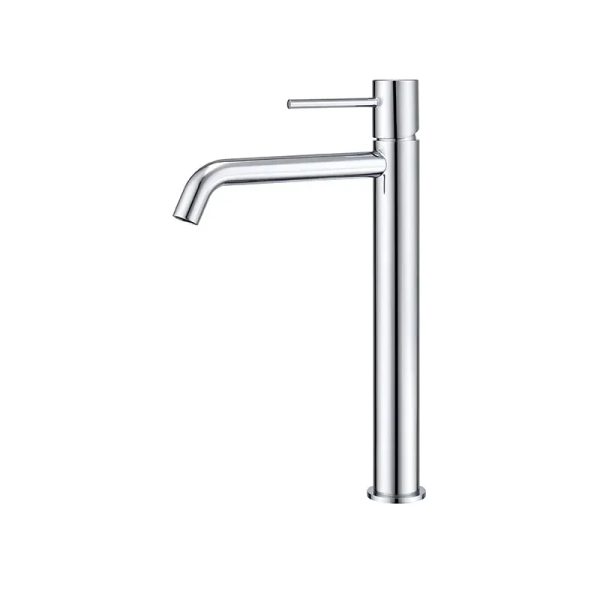 Monomando mezclador para lavabo. Caño alto.
