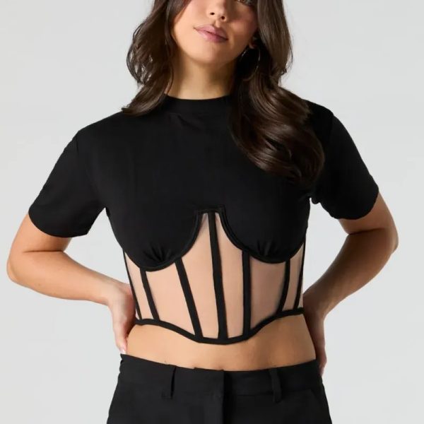 Blusa negra estilo corset