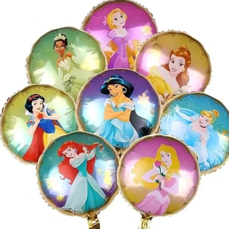 Globos redondos metálicos de princesas