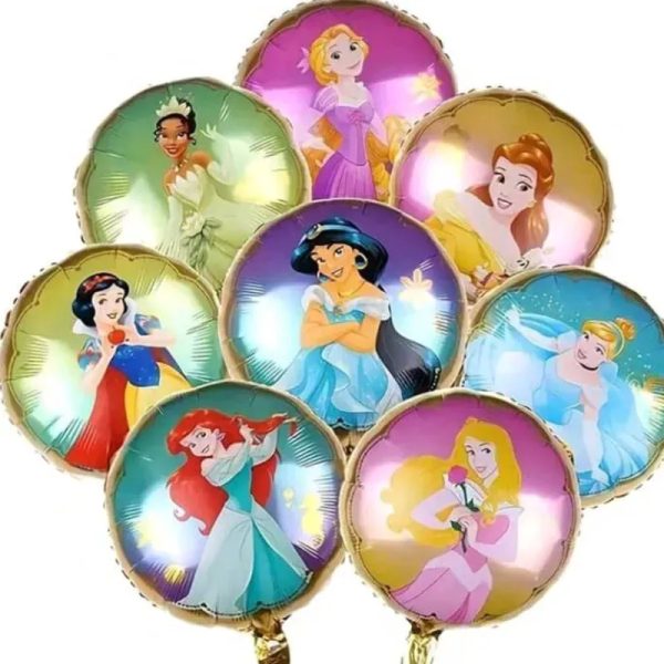 Globos redondos metálicos de princesas