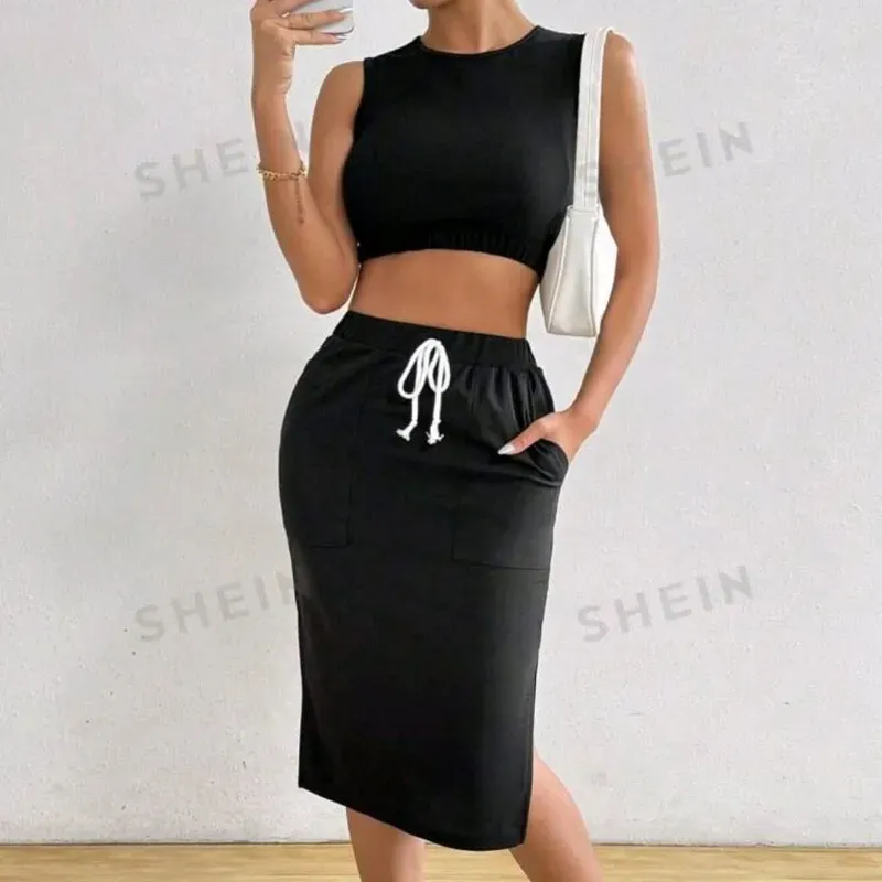  Conjunto de falda y top — Negro