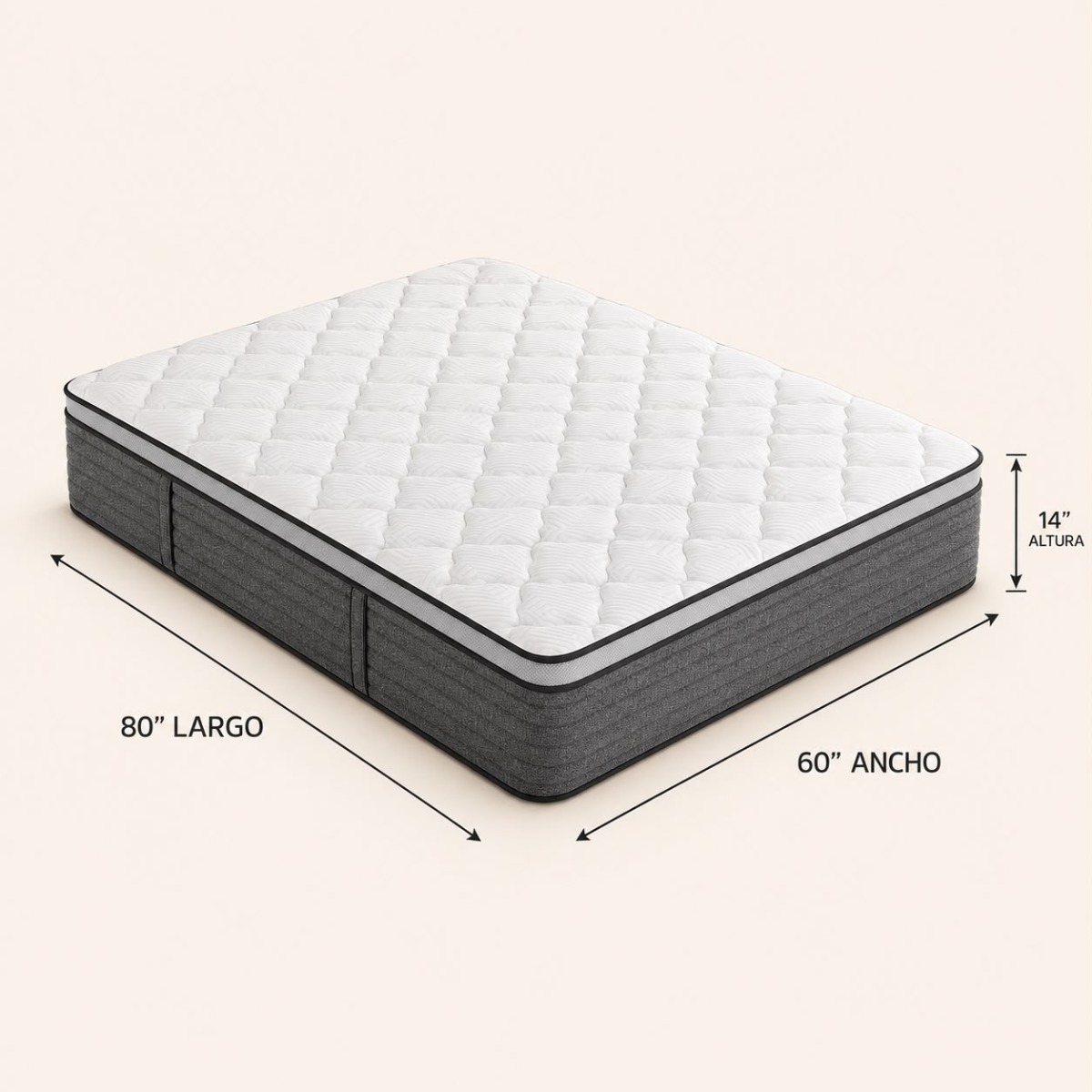 Colchón híbrido queen de 14 pulgadas tamaño queen, espuma viscoelástica de gel en caja, resortes interiores envueltos individualmente, soporte y alivio de presión, firmeza media