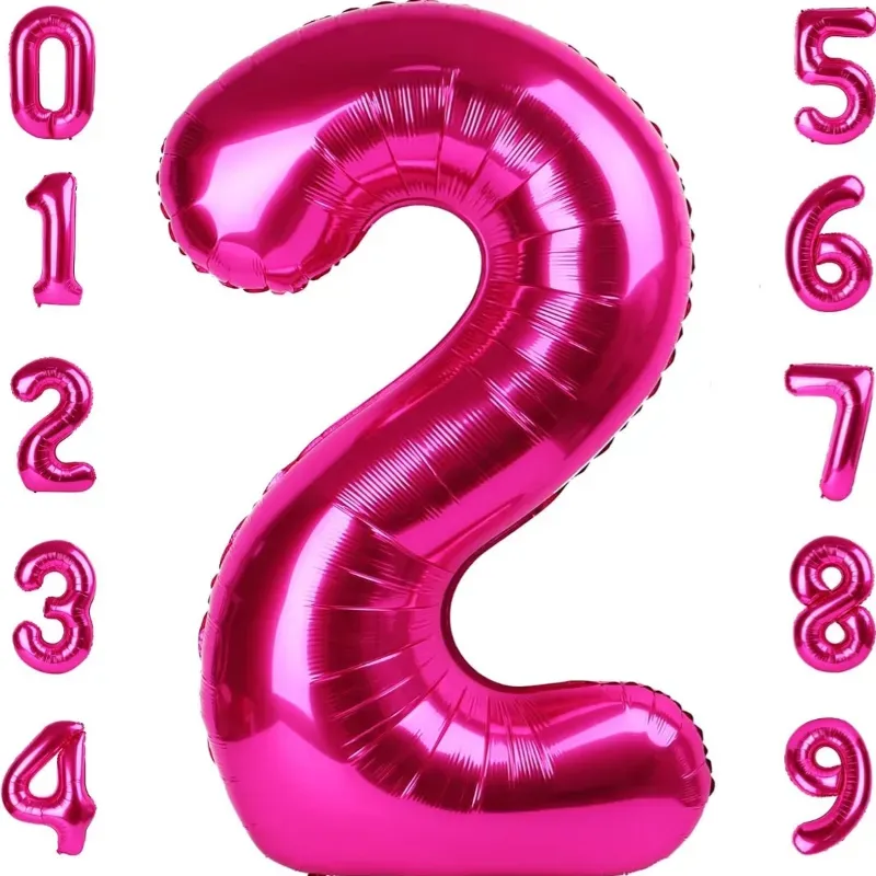 Globo foil número 2 rosa intenso