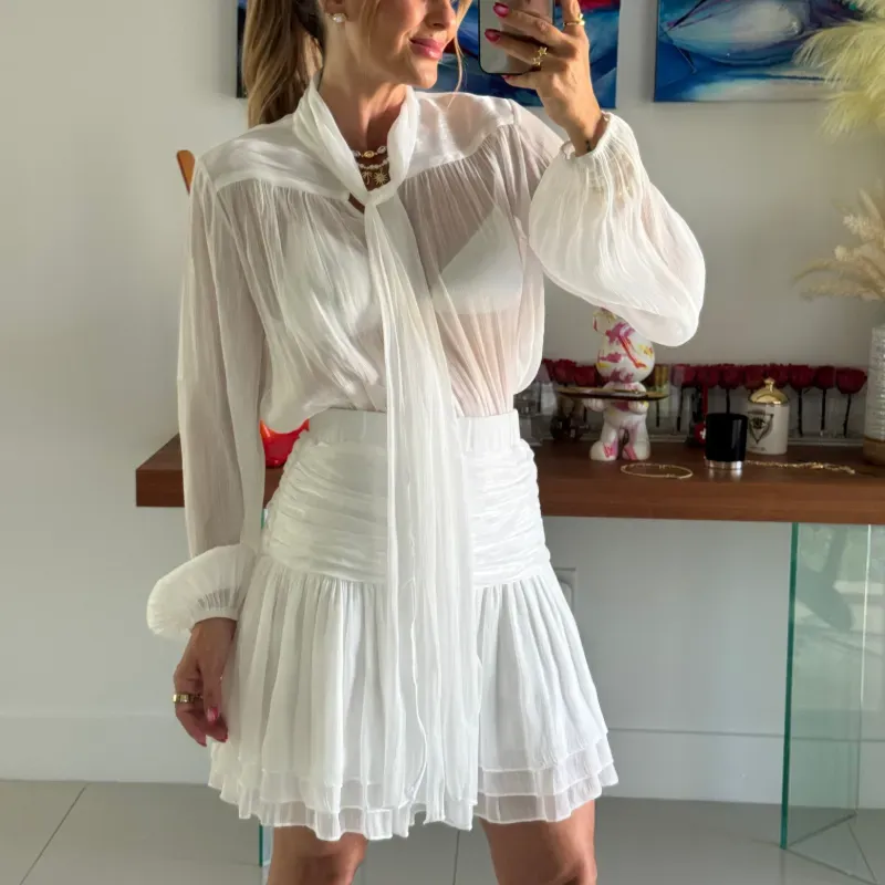 Set de saya y blusa mangas blanca