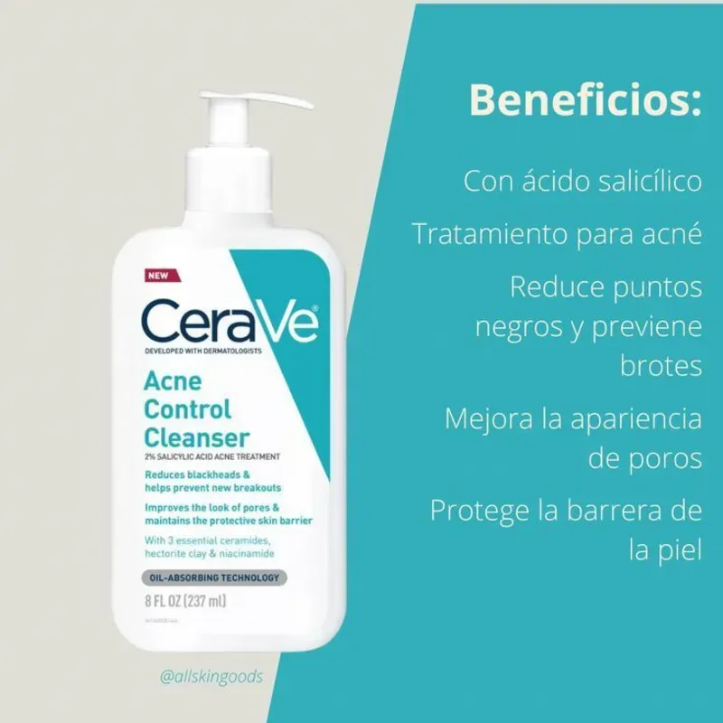 Limpiador facial de Cerave para Acné