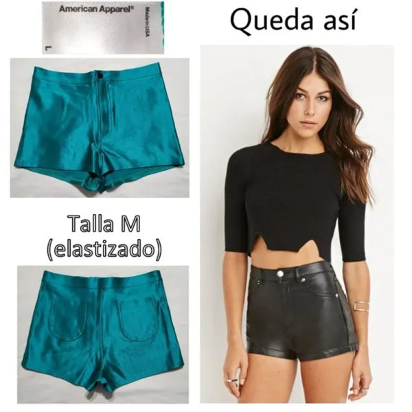 Short verde brilloso elastizado,