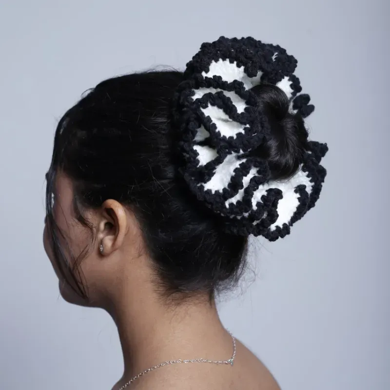 Scrunchie blanco y negro XXL