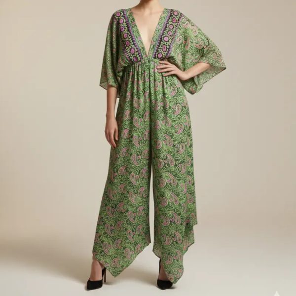 Mono pantalon verde estamoado