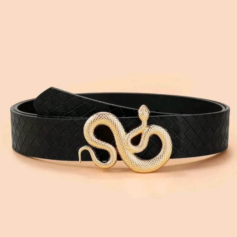 Cinturón de mujer con hebilla de serpiente dorada