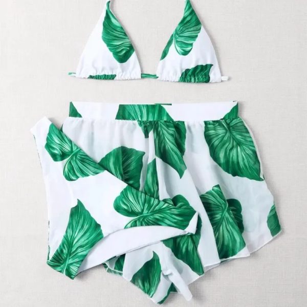  Bikini con shorts — Blanco/Verde