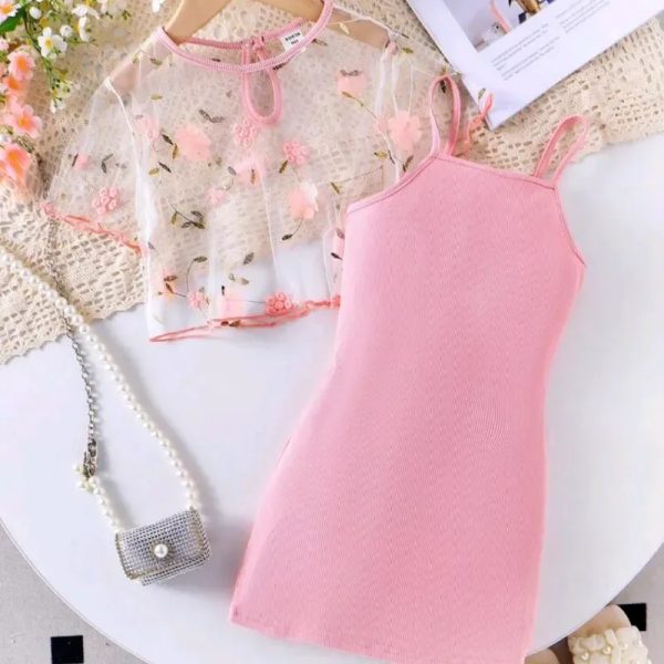  Vestido con bolero transparente — Rosado