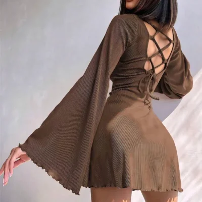 Vestido carmelita de mangas anchas