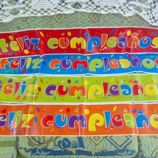 Cartel Feliz cumpleaños naranja nylon