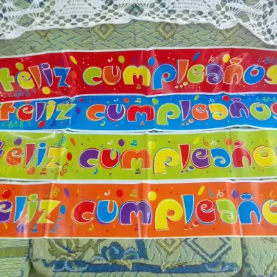 Cartel Feliz cumpleaños naranja nylon