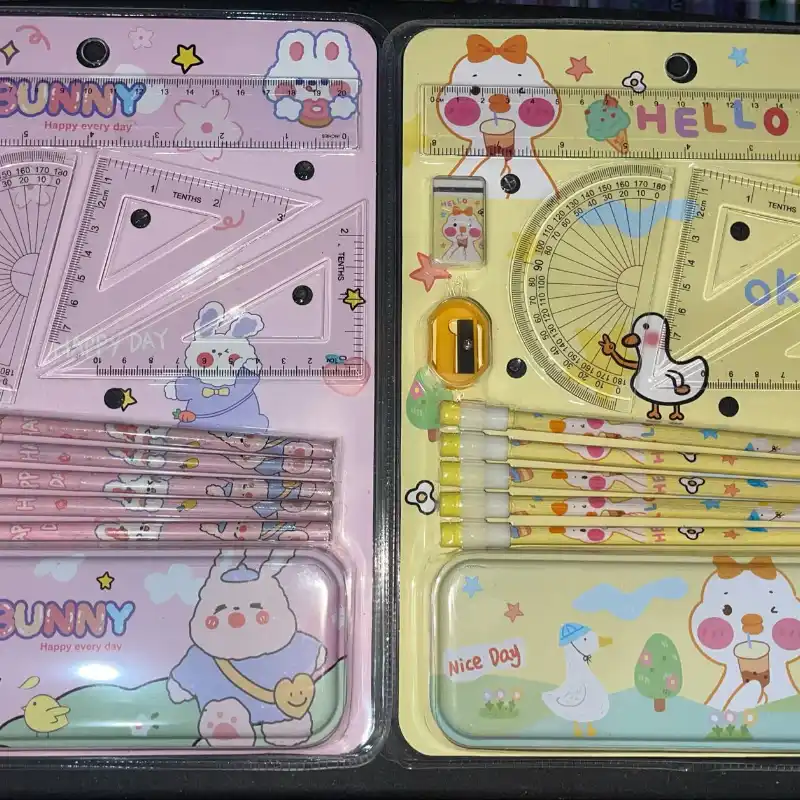 Set escolar con reglas.