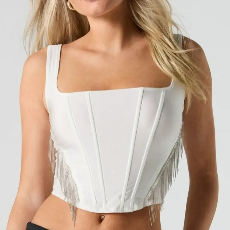 Corset blanco con tiras de brilli brilli