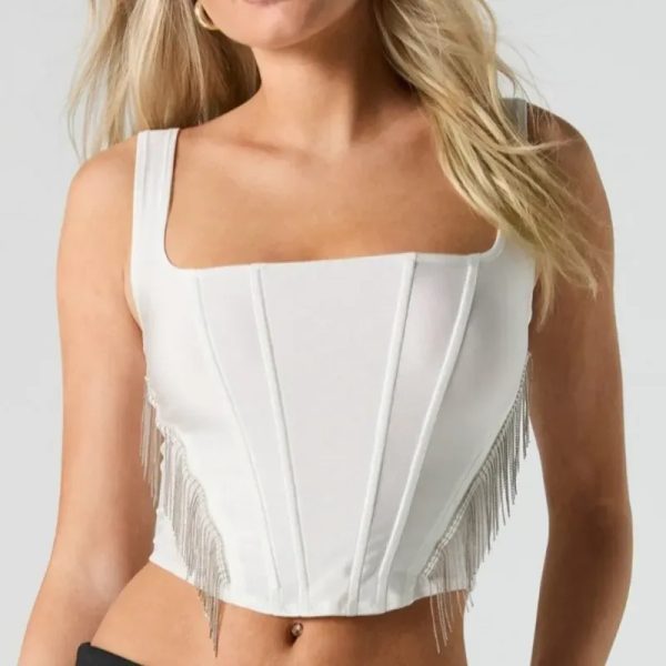 Corset blanco con tiras de brilli brilli