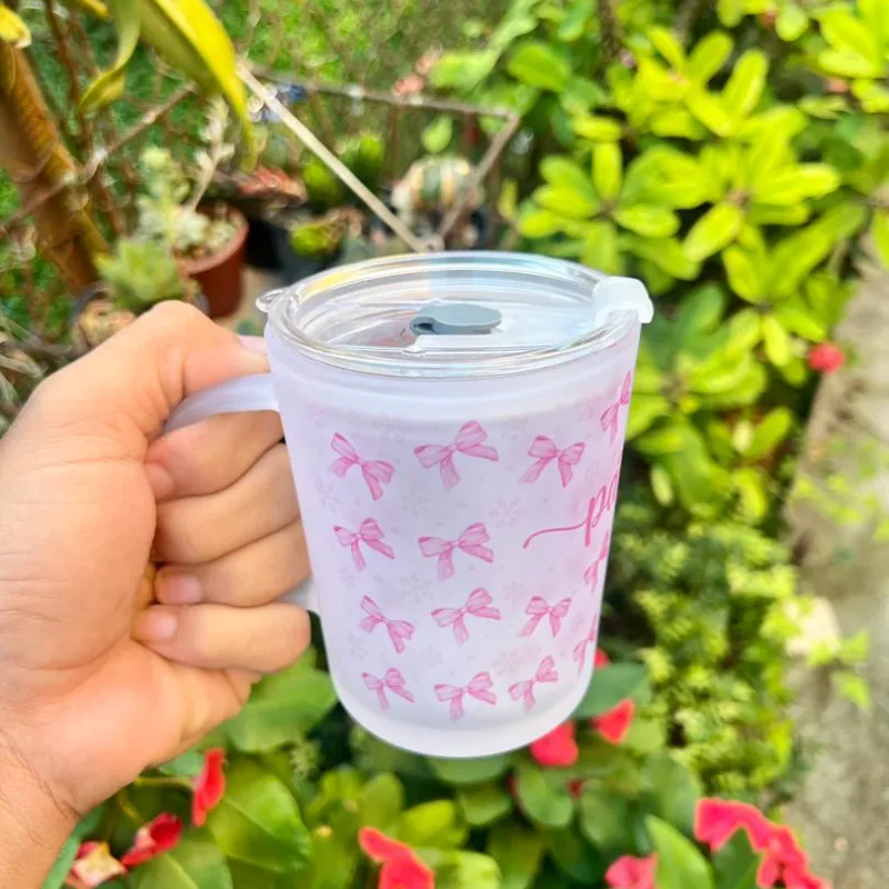 Taza Vidrio Nevado con Tapa