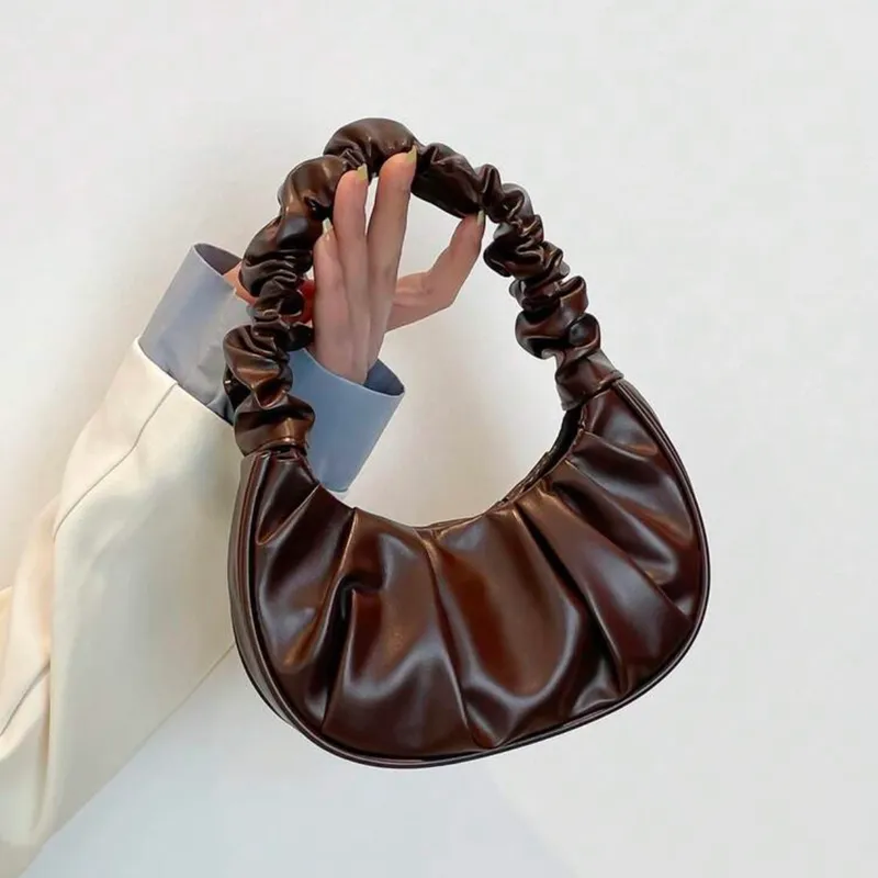 Bolso de mano vintage con pliegues ( marrón)