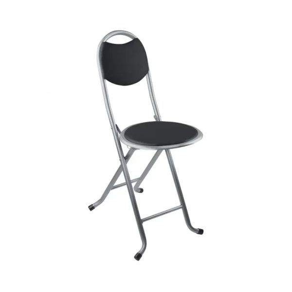 Taburete plegable con respaldo negro