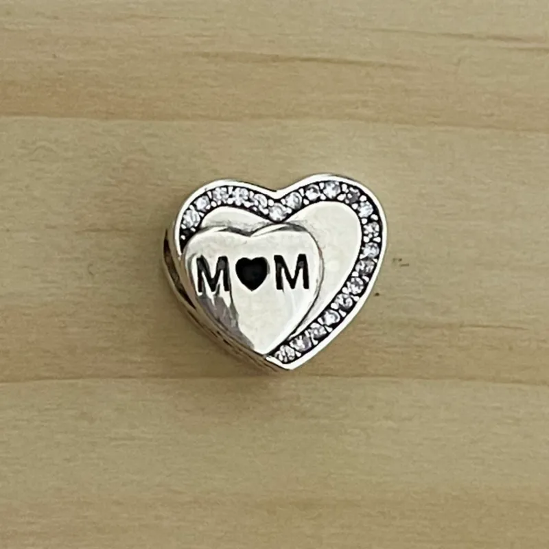 Charm Corazón Mom Brillo