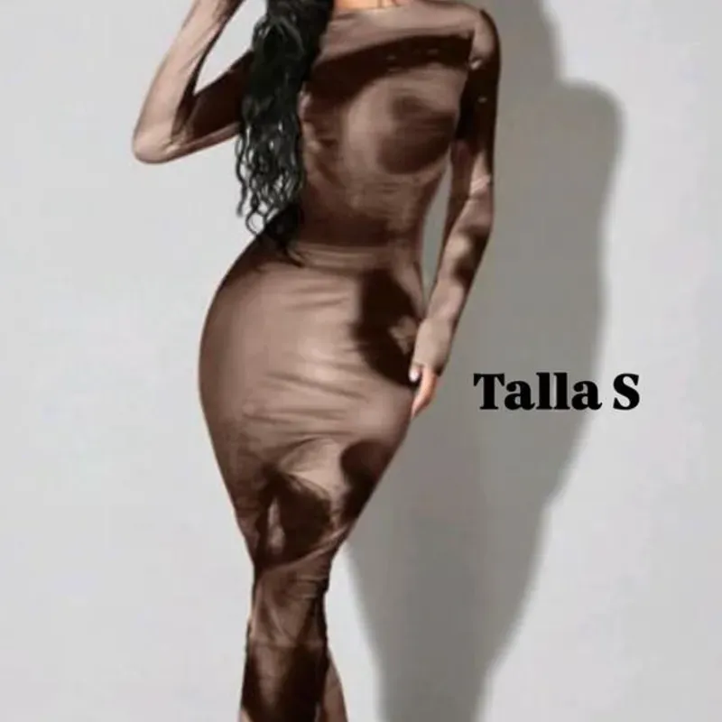 Vestido largo sexy de mangas largas