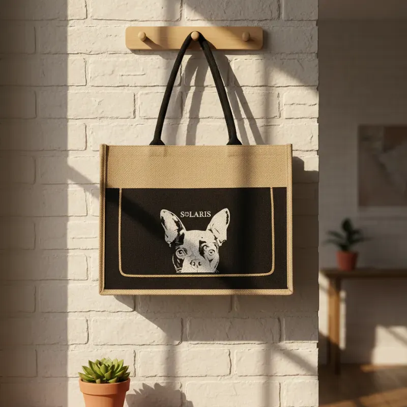 Bolso de yute Perro
