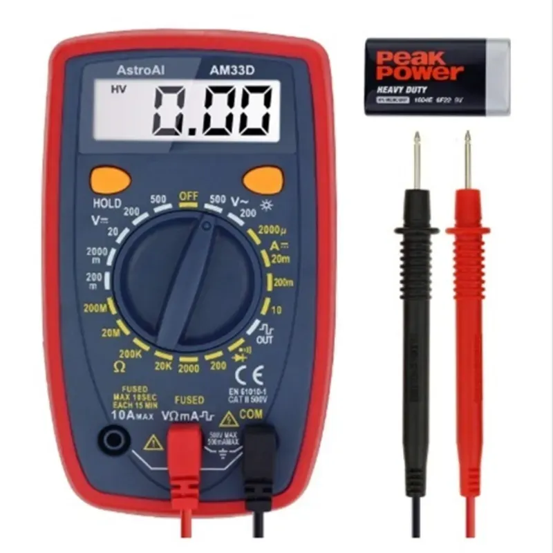 Multímetro digital Astroai con amplificador de ohmios y voltios y prueba de diodos