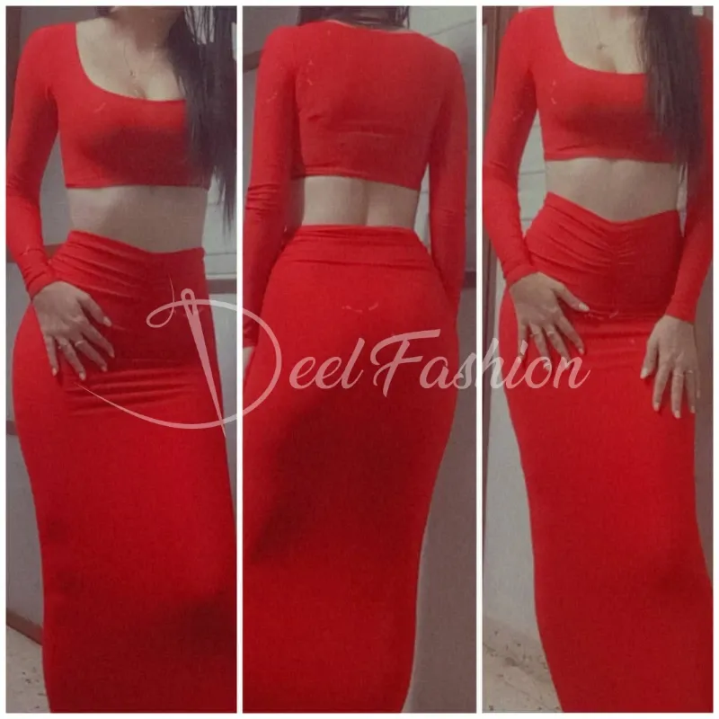 C Geminis largo Talla M Rojo oscuro