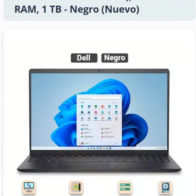  Laptop Dell 15.6” Táctil 2K / Intel Core i7 / 16GB RAM / 1TB SSD (Nueva)