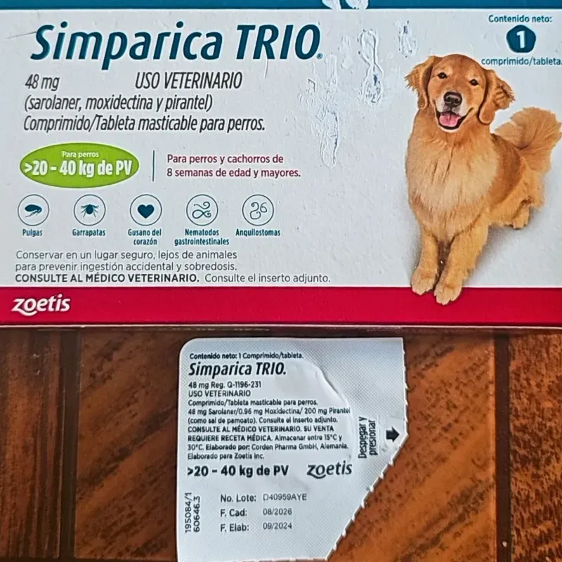 SIMPÁRICA TRÍO 48 MG (20- 40 KG)