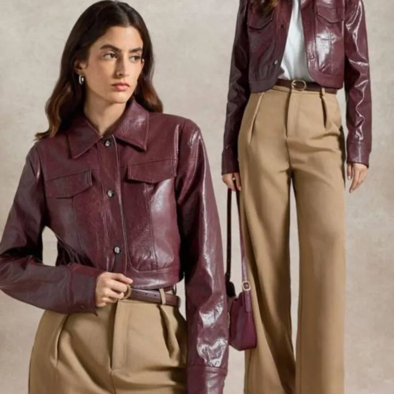 Chaqueta binil rojo vino