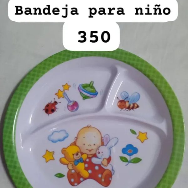 Plato tipo bandeja de niño de melanina