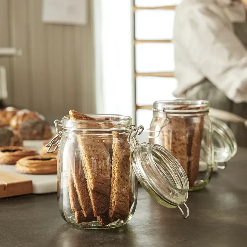 Pote de cristal con tapa a presión