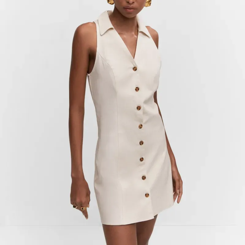 Vestido ramio botones