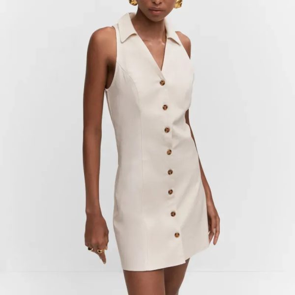 Vestido ramio botones