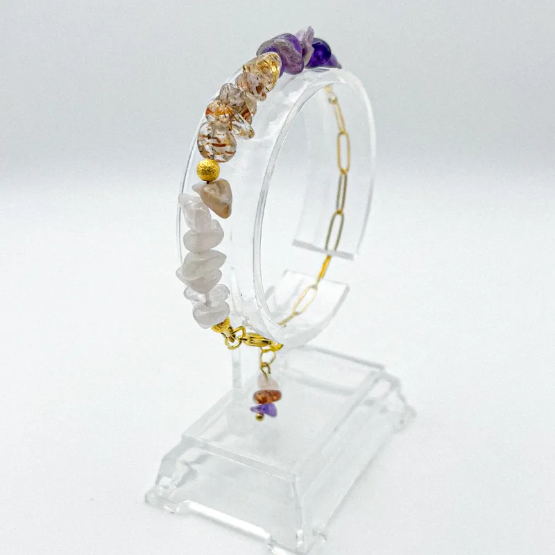 Pulsera de cadena de acero inoxidable y piedras semipreciosas