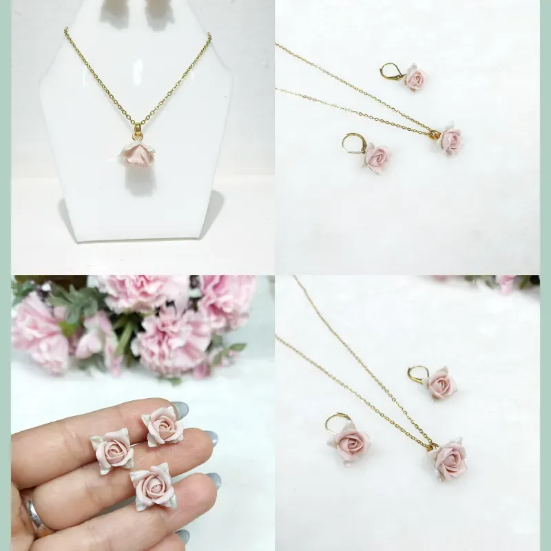 ✨Juego de Botones Rosa y plateado✨