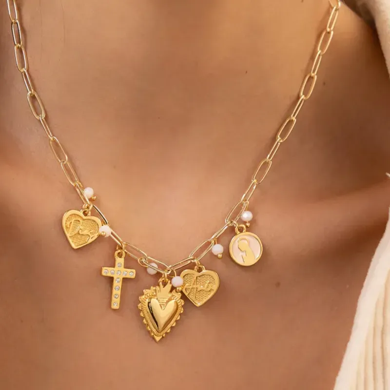 Collar Religioso Corazon de Jesus + Aretes