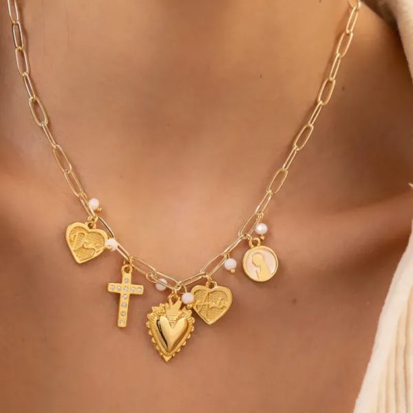 Collar Religioso Corazon de Jesus + Aretes