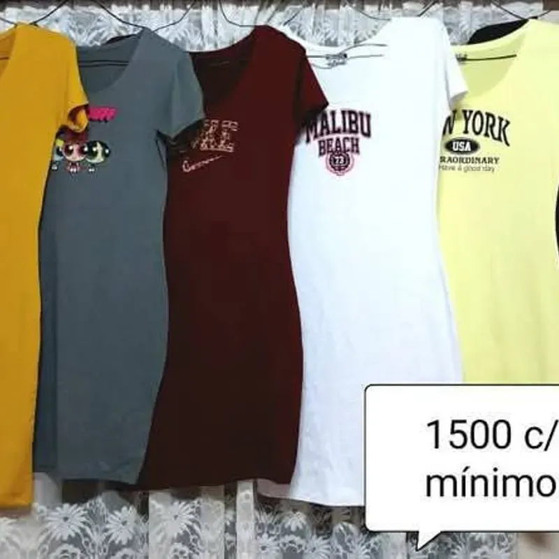 Vestido de manga color entero con dibujos