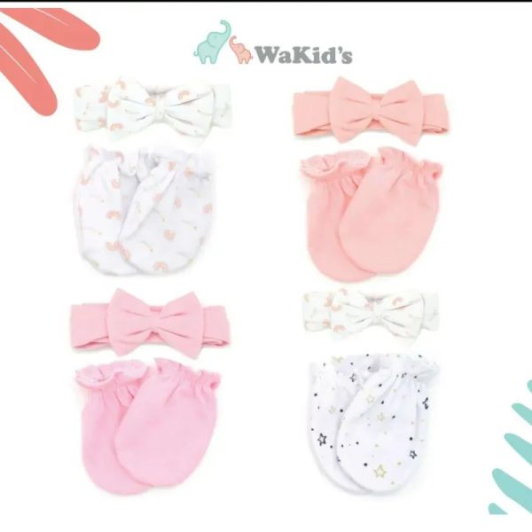 Conjunto de Cintas y Manoplas para Bebé con Estampados Simples