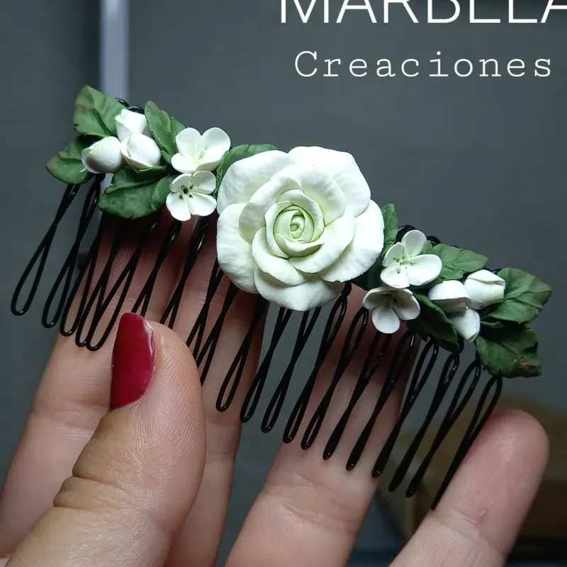 ✨Peineta de Rosa Blanca✨