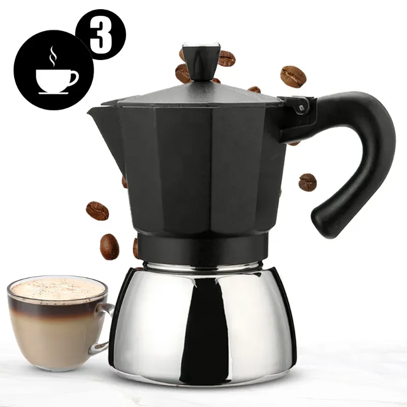 Cafetera Base Curva - Negra - 3 tazas