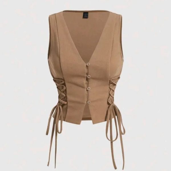  Chaleco con diseño de cordones cruzados — Beige