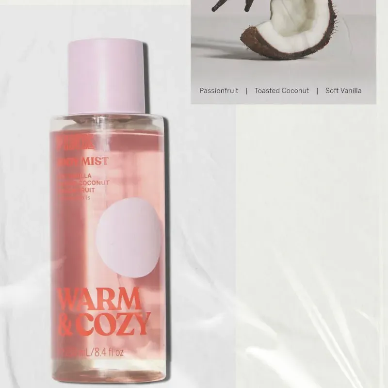  PINK Body Mist Warm & Cozy – Passionfruit, Toasted Coconut & Soft Vanilla (250 ml)