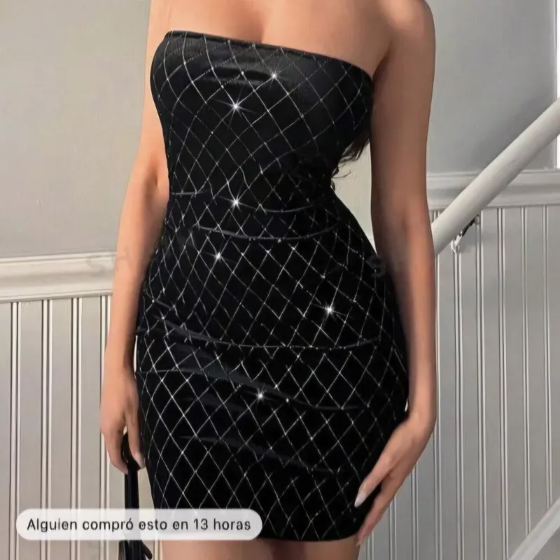 Vestido negro de brillitos