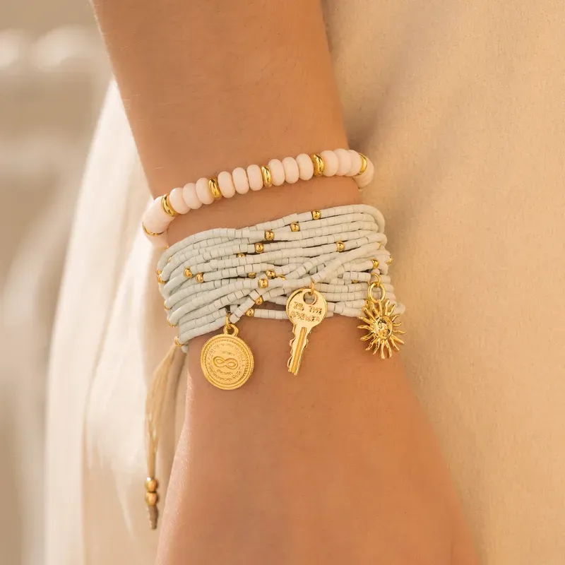 Set X2 Pulseras Llave Sol + Aretes