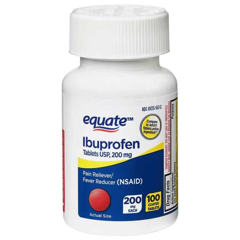 Equate Comprimidos de Ibuprofeno, 200 mg, Analgésico y Antipirético, 100 Unidades
